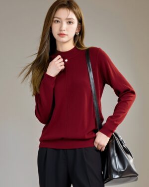 Red Christmas Plain Knit Sweater Top