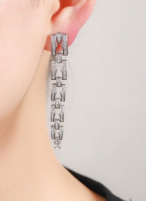 Silver Square Link Chain Tassel Earrings | Kang Bit Na - The Judge From Hell