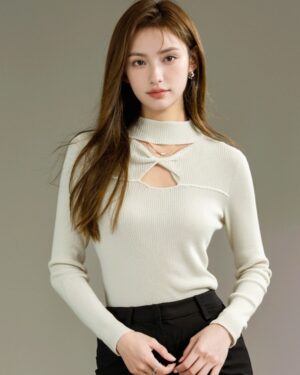 White Hollow Knit Top