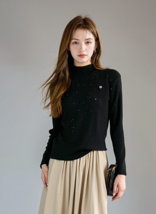 Thickened Black Turtleneck Sweater For Winter