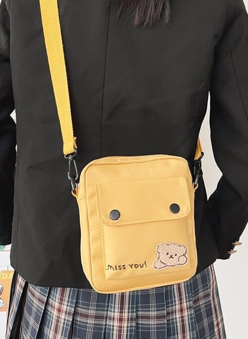 Yellow Bear Patch Crossbody Bag | Jisung - Stray Kids