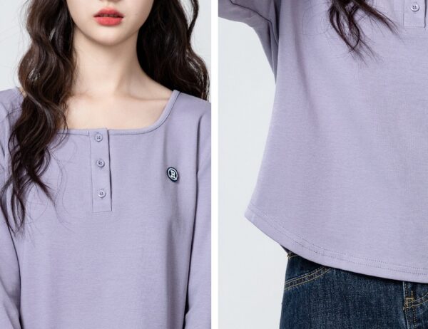 Asymmetrical Neck Long Sleeve Top - Image 8