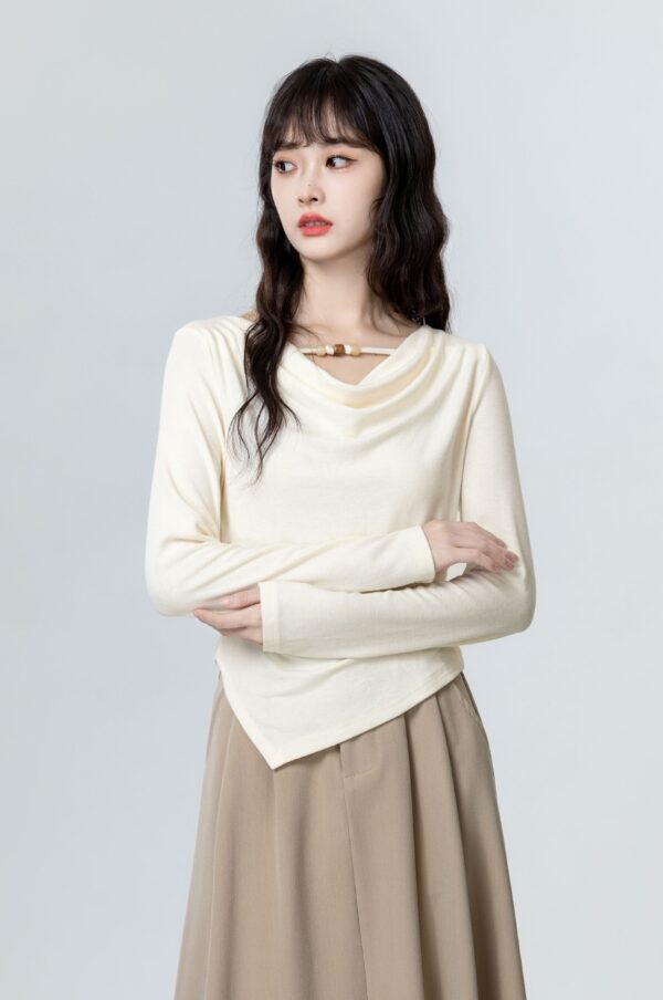 Asymmetrical Vneck Long Sleeve Top - Image 2