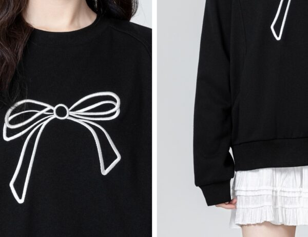 Black Bow Embroidered Crewneck Sweatshirt - Image 5