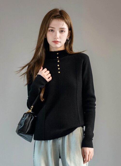 Black Fleece Thick Knit Sweater Stylish