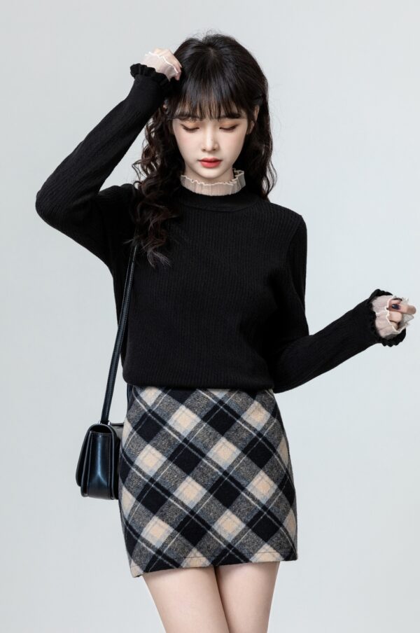 Black Lace Knit Sweater Top - Image 4