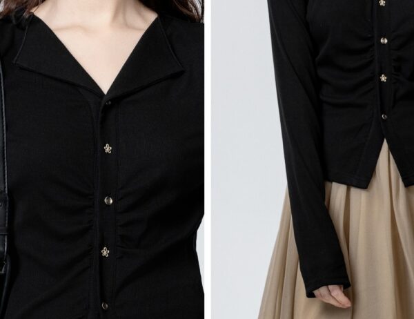 Black Vneck Long Sleeve Top - Image 3