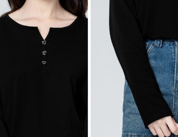 Black Vneck Long Sleeve Top - Image 6