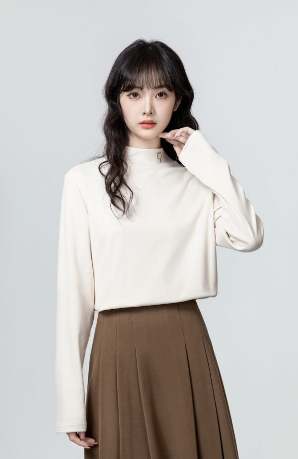 Cashmere Blend Mock Neck Long Sleeve Top - Image 3