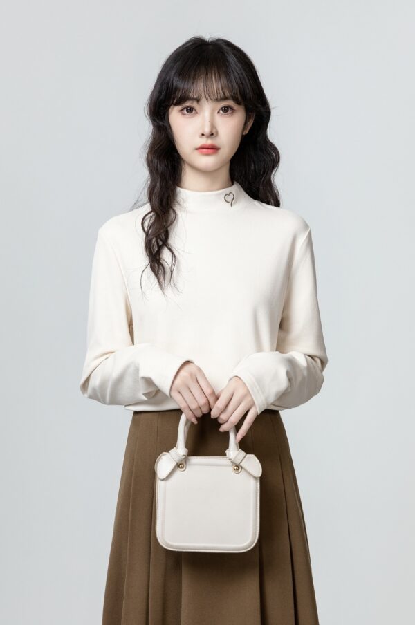 Cashmere Blend Mock Neck Long Sleeve Top - Image 4