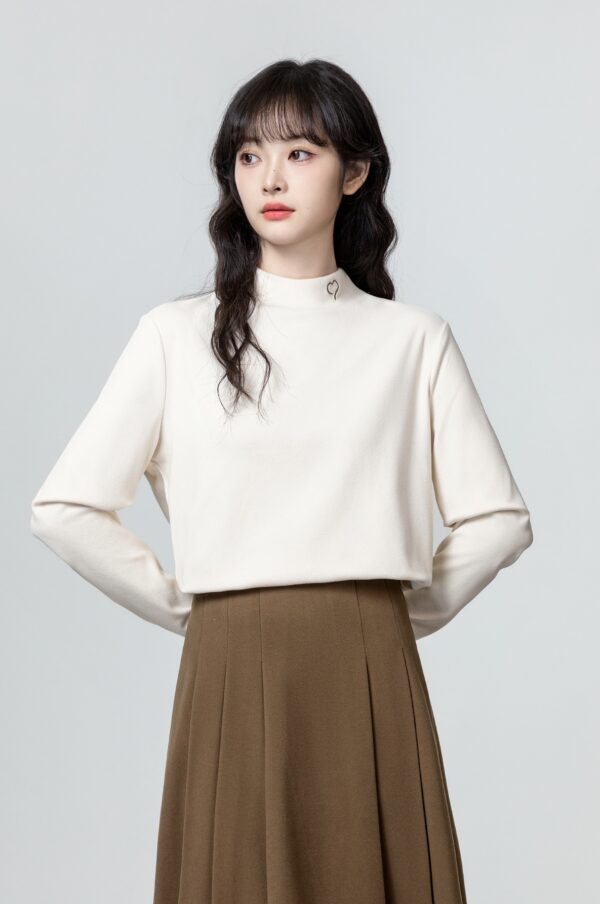 Cashmere Blend Mock Neck Long Sleeve Top - Image 5