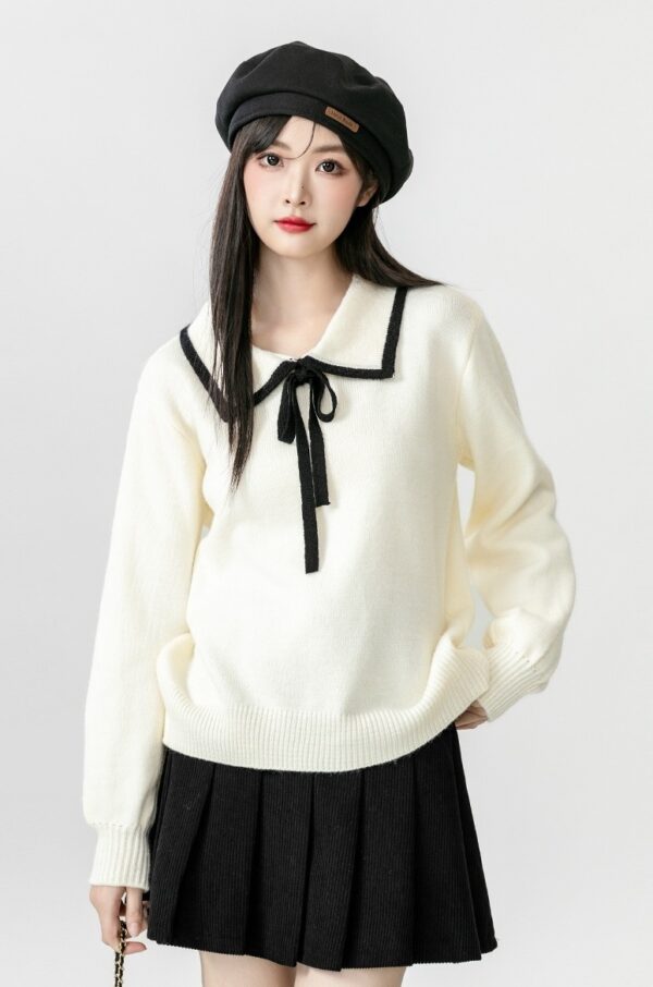 Chic Bow Knit Sweater Top - Image 2