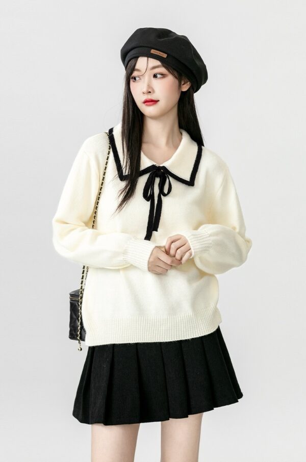 Chic Bow Knit Sweater Top - Image 5