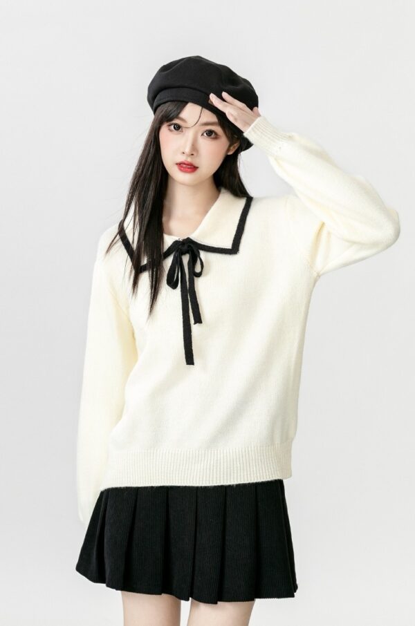 Chic Bow Knit Sweater Top - Image 3