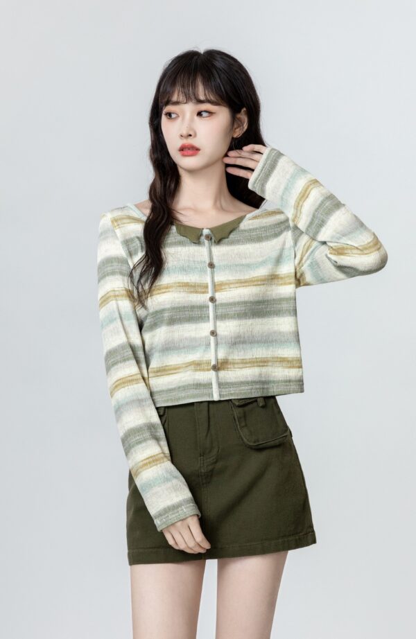 Color Block Striped Long Sleeve Top - Image 4