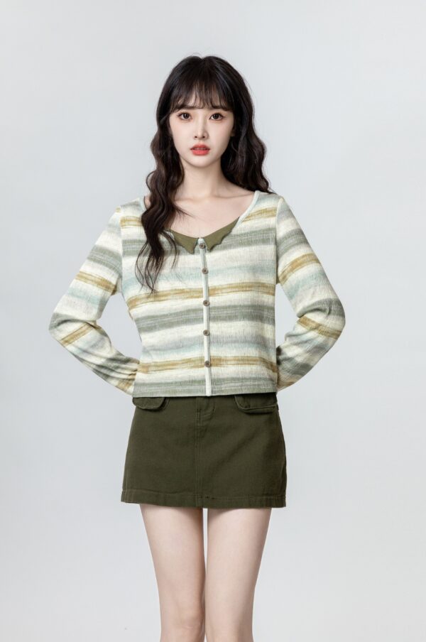 Color Block Striped Long Sleeve Top - Image 6