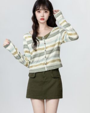 Color Block Striped Long Sleeve Top