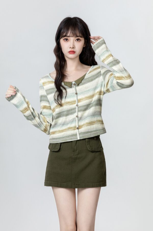 Color Block Striped Long Sleeve Top