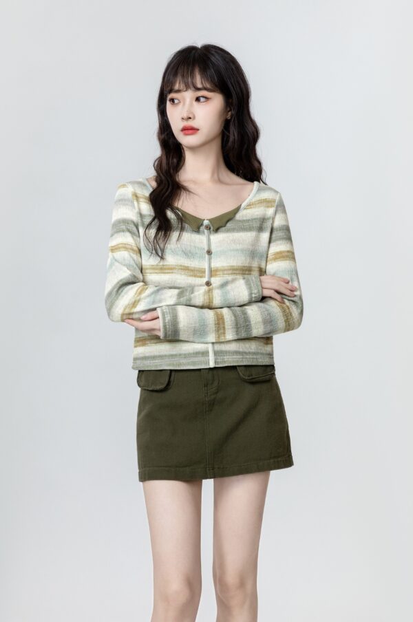 Color Block Striped Long Sleeve Top - Image 5