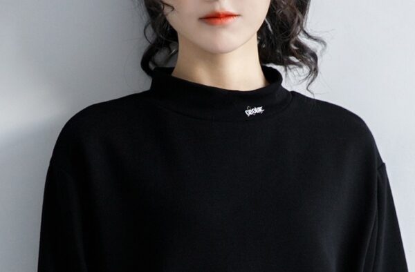 Embroidered Black Mock Neck Top - Image 5