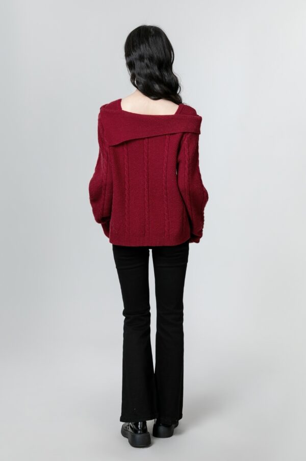 French Red Knit Sweater Top - Image 6