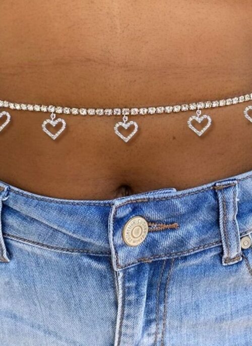 Silver Heart Rhinestone Chain Belt | Yunjin - Le Sserafim