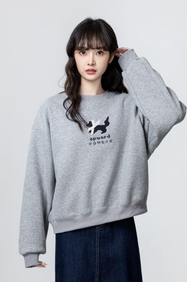 Gray Embroidered Crewneck Sweatshirt