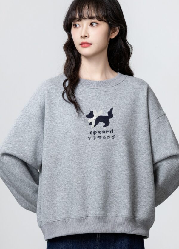 Gray Embroidered Crewneck Sweatshirt - Image 3