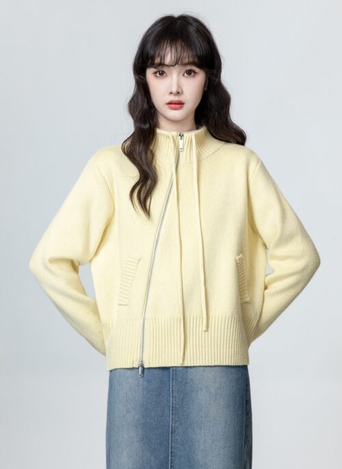 Irregular Design Thick Knit Cardigan Sweater