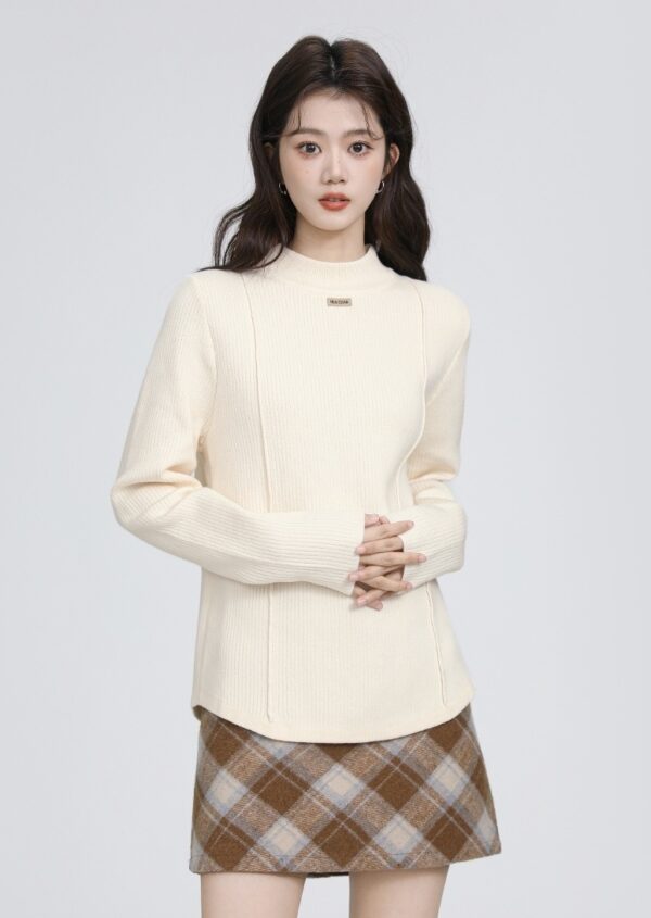 Knitted Fleece Lined Sweater Top - Image 3