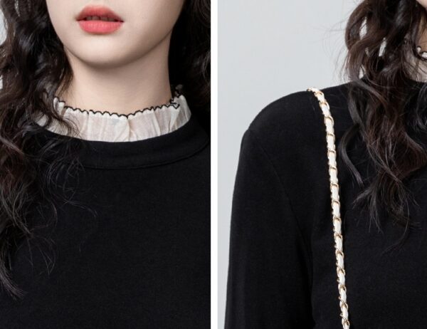 Lace Trim Black Long Sleeve Top - Image 6