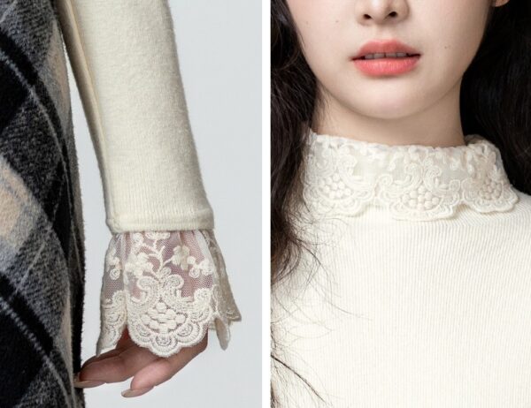 Lace Trim Knit Sweater Top - Image 6