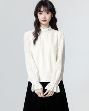 Lace Turtleneck Thickened Design Top