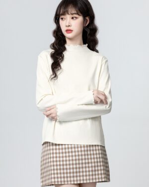 Mock Neck Ruffled Long Sleeve Top