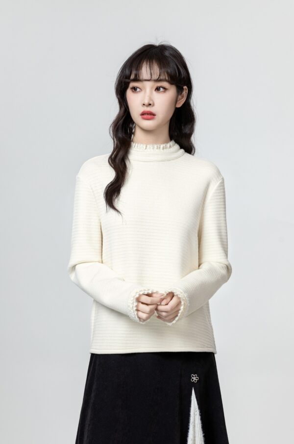 Ruffled Mock Neck Long Sleeve Top - Image 3