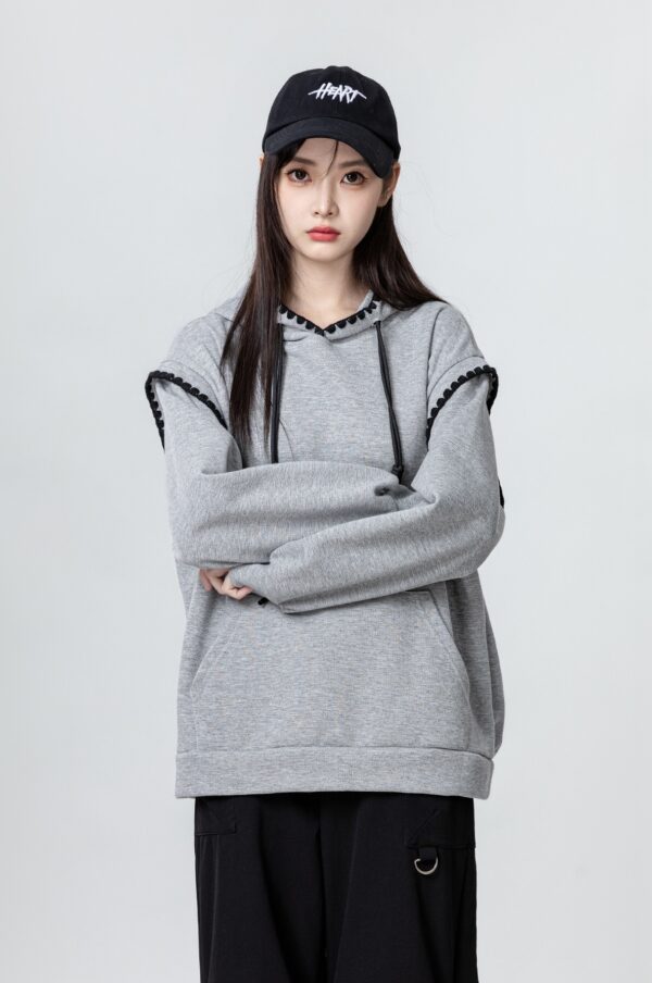 Vintage Gray Oversized Hoodie Sweatshirt - Image 5