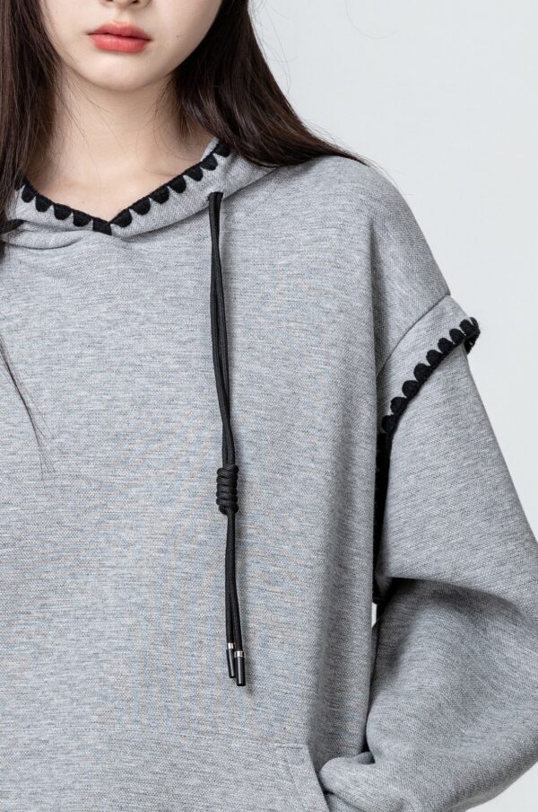 Vintage Gray Oversized Hoodie Sweatshirt - Image 6