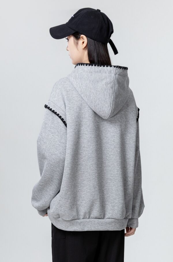 Vintage Gray Oversized Hoodie Sweatshirt - Image 4