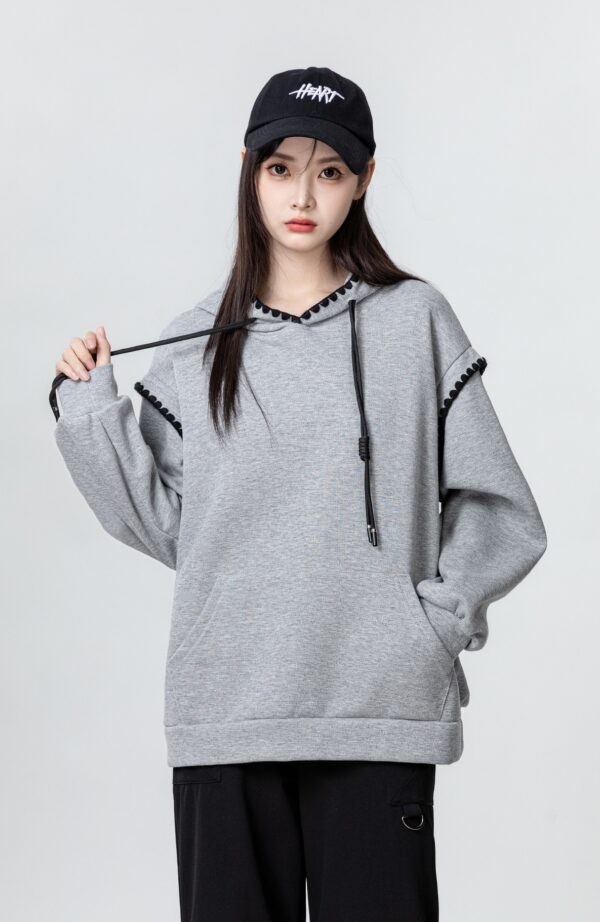 Vintage Gray Oversized Hoodie Sweatshirt - Image 3