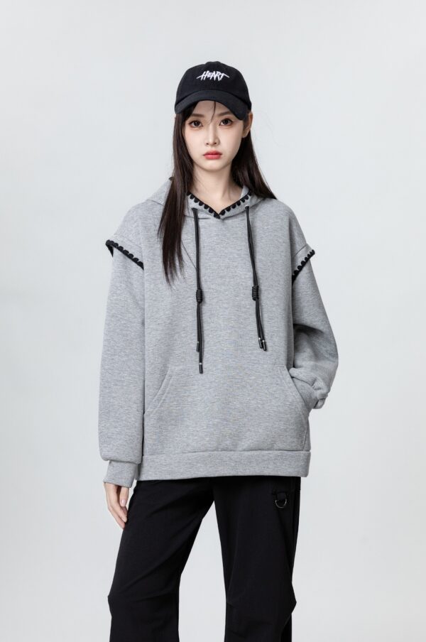 Vintage Gray Oversized Hoodie Sweatshirt - Image 8