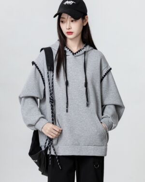 Vintage Gray Oversized Hoodie Sweatshirt