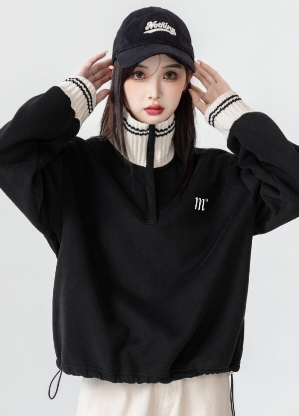 Vintage High Neck Pullover Sweatshirt - Image 2