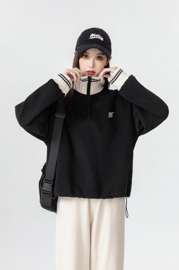 Vintage High Neck Pullover Sweatshirt - Image 4