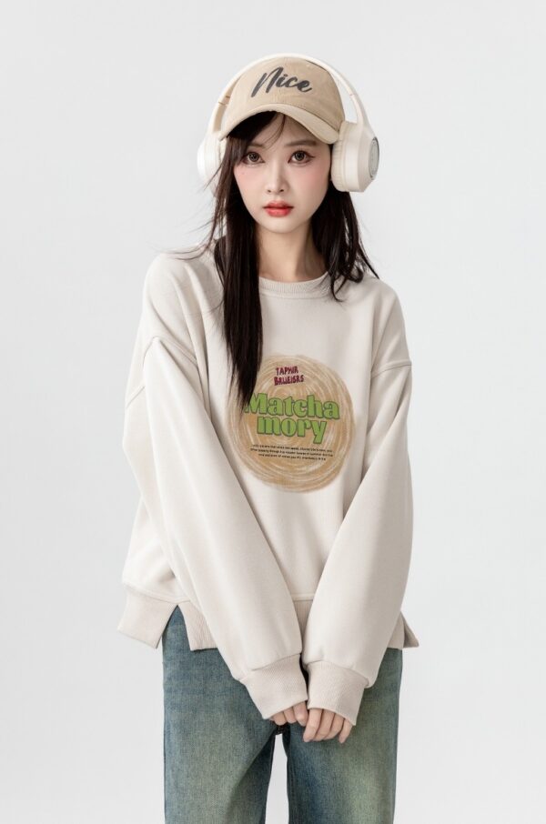 Vintage Letter Print Pullover Sweatshirt - Image 3