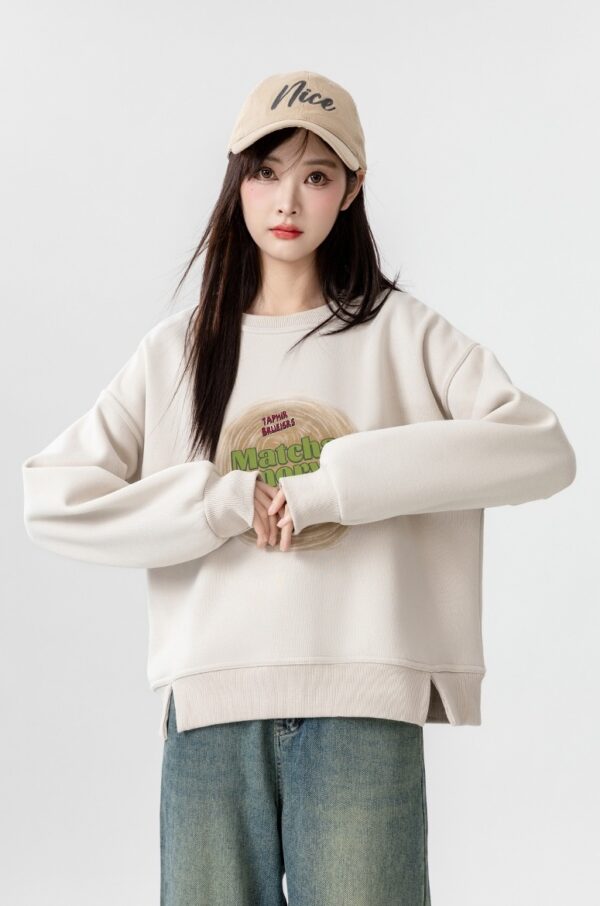 Vintage Letter Print Pullover Sweatshirt - Image 4