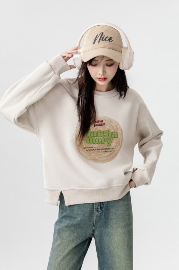 Vintage Letter Print Pullover Sweatshirt - Image 2