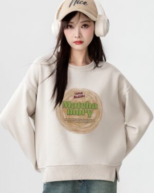 Vintage Letter Print Pullover Sweatshirt