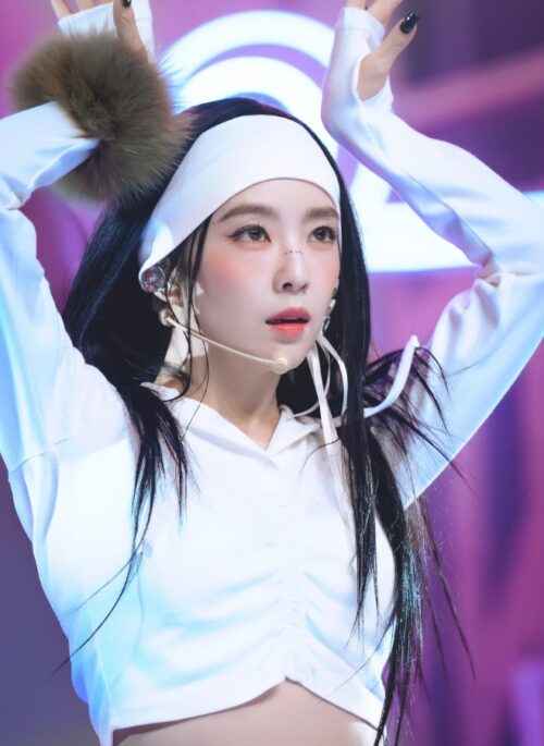 White Drawstring Collared Crop Top | Irene - Red Velvet