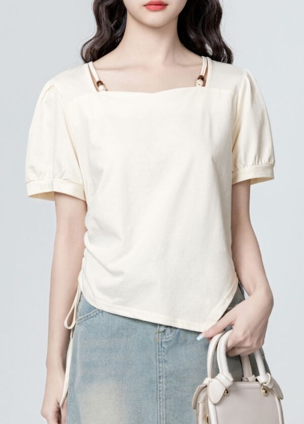 Asymmetrical Square Neck Ruched Top - Image 3