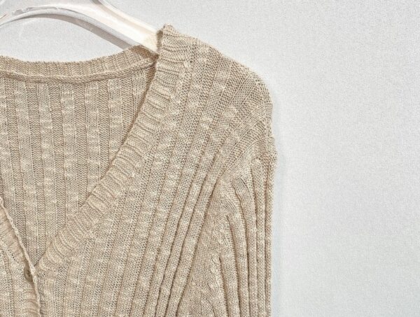 Beige Ribbed Long Knitted Cardigan | Rora - BabyMonster - Image 4